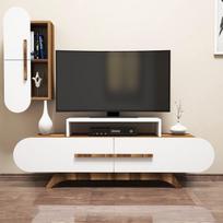 graikiniai riesutai - Kalune Design TV vienetas Rose S - Walnut, Baltas - 4 nuotrauka