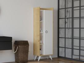 vonios spintele 140 cm - Aukšta vonios spintelė Kalune Design 835, šviesiai ruda/balta - 3 nuotrauka