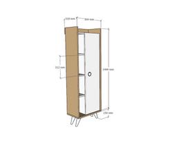 vonios spintele 140 cm - Aukšta vonios spintelė Kalune Design 835, šviesiai ruda/balta - 4 nuotrauka