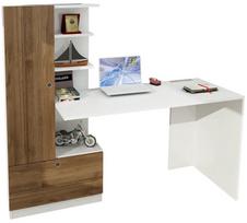 baltas stalas darbui - Kalune Design Studijų stalas Domingos - Baltas, Walnut - 2 nuotrauka
