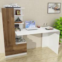 baltas stalas darbui - Kalune Design Studijų stalas Domingos - Baltas, Walnut - 3 nuotrauka