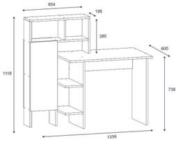 135 60 - Rašomasis stalas Kalune Design 550 (I), 111,8 cm, pilkas/šviesiai rudas - 5 nuotrauka