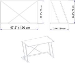 stalas 120 x 60 - Kalune Design Studijų stalas Anemon - Walnut, Juodas - 4 nuotrauka