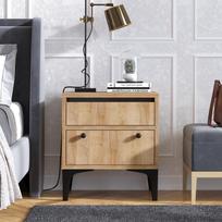 naktiniai staliukai juodi - Naktinis staliukas Kalune Design 393 (I), 50 cm, juodas/rudas - 2 nuotrauka