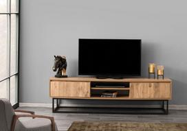 tv staliukas pusies - TV staliukas Kalune Design Belinda 180 cm, juodas/rudas - 5 nuotrauka
