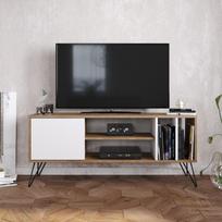 graikiniai riesutai - TV staliukas Kalune Design Mistico 140 cm, rudas/baltas - 4 nuotrauka