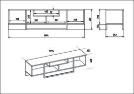40 tv stovas - TV staliukas Kalune Design Asal 150 cm, rudas/juodas - 4 nuotrauka