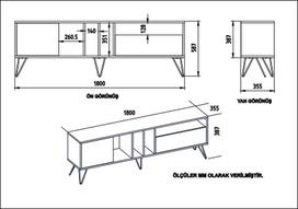 graikiniai riesutai - TV staliukas Kalune Design Mistico 180 cm, rudas/baltas - 5 nuotrauka