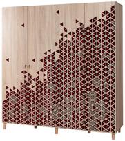 Spinta Kalune Design Wardrobe 863 (II), 180 cm, ąžuolo spalvos/raudonos spalvos
