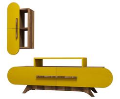 Kalune Design TV vienetas Rose S - Walnut, Geltona