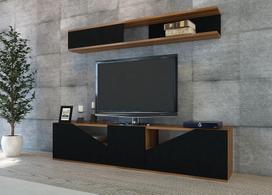 graikiniai riesutai - Kalune Design TV vienetas Taç - Walnut, Juodas - 3 nuotrauka