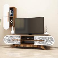 graikiniai riesutai - Kalune Design TV vienetas Defne - Walnut, Baltas - 3 nuotrauka