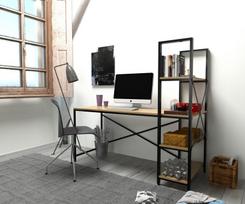 darbo azuolo stalas - Rašomasis stalas Kalune Design Centile, ąžuolo spalvos/juodas - 7 nuotrauka