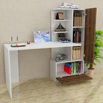 rasomasis darbo stalas - Kalune Design Studijų stalas Merinos - Baltas, Walnut - 3 nuotrauka