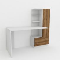 rasomasis darbo stalas - Kalune Design Studijų stalas Merinos - Baltas, Walnut - 4 nuotrauka