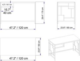 stalas 120 x 60 - Rašomasis stalas Kalune Design 541, 75 cm, baltas/auksinės spalvos - 5 nuotrauka