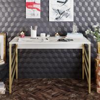 stalas 120 x 60 - Kalune Design Studijų stalas Tuna - Gold - 3 nuotrauka