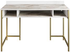 Rašomasis stalas Kalune Design 541, 75,2 cm, baltas/auksinės spalvos