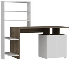 Kalune Design Arnetti rašomasis stalas su lentyna Melis, rudas/baltas