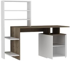 graikiniai riesutai - Kalune Design Arnetti rašomasis stalas su lentyna Melis, rudas/baltas - 2 nuotrauka