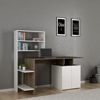 graikiniai riesutai - Kalune Design Arnetti rašomasis stalas su lentyna Melis, rudas/baltas - 3 nuotrauka