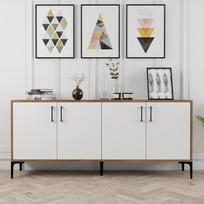 tv komoda 180 - Kalune Design Konsolė Kiev - Walnut, Baltas - 2 nuotrauka