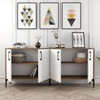 tv komoda 180 - Kalune Design Konsolė Kiev - Walnut, Baltas - 3 nuotrauka