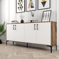 tv komoda 180 - Kalune Design Konsolė Kiev - Walnut, Baltas - 4 nuotrauka