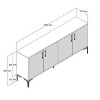 tv komoda 180 - Kalune Design Konsolė Kiev - Walnut, Baltas - 6 nuotrauka