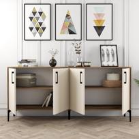 tv komoda 180 - Kalune Design Konsolė Kiev - Walnut, Kreminis - 3 nuotrauka