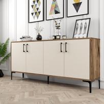 tv komoda 180 - Kalune Design Konsolė Kiev - Walnut, Kreminis - 4 nuotrauka