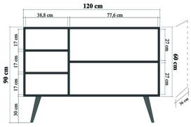 komoda 120 - Komoda Kalune Design 863 (VII), 120 cm, ąžuolo spalvos/geltona - 8 nuotrauka