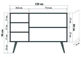 komoda 120 - Komoda Kalune Design 863 (VII), 120 cm, įvairių spalvų/ąžuolo spalvos - 8 nuotrauka
