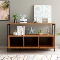 konsole staliukas juodas - Kalune Design Konsolė Nero Simela 3 Kapaklı Raflı Konsol - Walnut - 3 nuotrauka