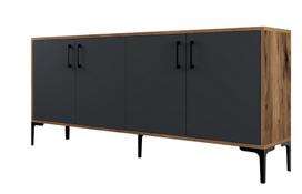 tv komoda - Kalune Design Konsolė Kiev - Walnut, Anthracite - 1 nuotrauka
