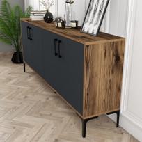 tv komoda - Kalune Design Konsolė Kiev - Walnut, Anthracite - 4 nuotrauka
