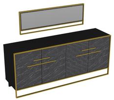 tv komoda - Kalune Design Konsolė Polka Aynalı - Juodas - 1 nuotrauka