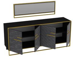 tv komoda - Kalune Design Konsolė Polka Aynalı - Juodas - 2 nuotrauka