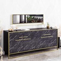 tv komoda - Kalune Design Konsolė Polka Aynalı - Juodas - 3 nuotrauka