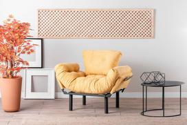 fotelis hanah - Išskleidžaiamas fotelis Kalune Design Nitta Single, geltonas - 10 nuotrauka