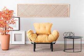 fotelis hanah - Išskleidžaiamas fotelis Kalune Design Nitta Single, geltonas - 11 nuotrauka