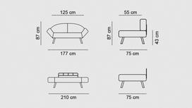 dviviete sofa lov - Kalune Design 2-sėdynė sofa-lova Genzo - Pilkas - 6 nuotrauka