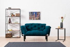 melyna sofa lova - Kalune Design 2-sėdynė sofa-lova Nitta - Petrol Mėlyna - 2 nuotrauka