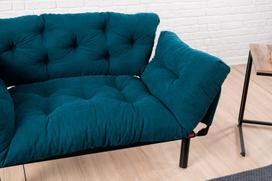 melyna sofa lova - Kalune Design 2-sėdynė sofa-lova Nitta - Petrol Mėlyna - 3 nuotrauka