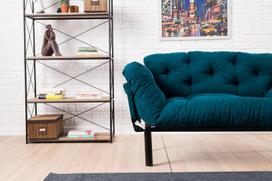 melyna sofa lova - Kalune Design 2-sėdynė sofa-lova Nitta - Petrol Mėlyna - 4 nuotrauka
