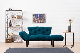 melyna sofa lova - Kalune Design 2-sėdynė sofa-lova Nitta - Petrol Mėlyna - 9 nuotrauka