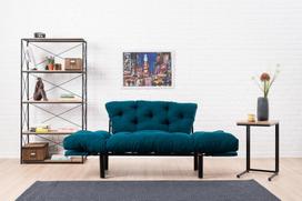 melyna sofa lova - Kalune Design 2-sėdynė sofa-lova Nitta - Petrol Mėlyna - 10 nuotrauka