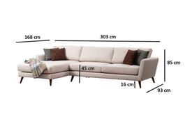 kalune design love - Kalune Design Kampo sofa Mayorka Corner Large Left (Chl - 3R ) - rusvai gelsvas - 5 nuotrauka