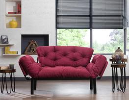 kalune design love - Kalune Design 2-sėdynė sofa-lova Nitta - Maroon - 5 nuotrauka