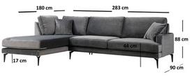 180 cm sofa - Kalune Design Kampo sofa Papira Corner Left (Chl+3R) - Anthracite - 7 nuotrauka